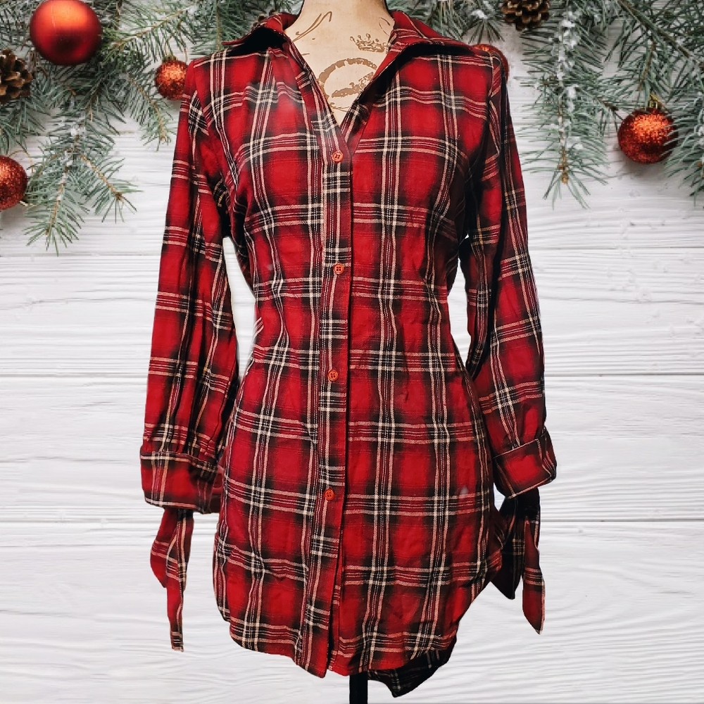 Cozy Plaid Tunic NWOT